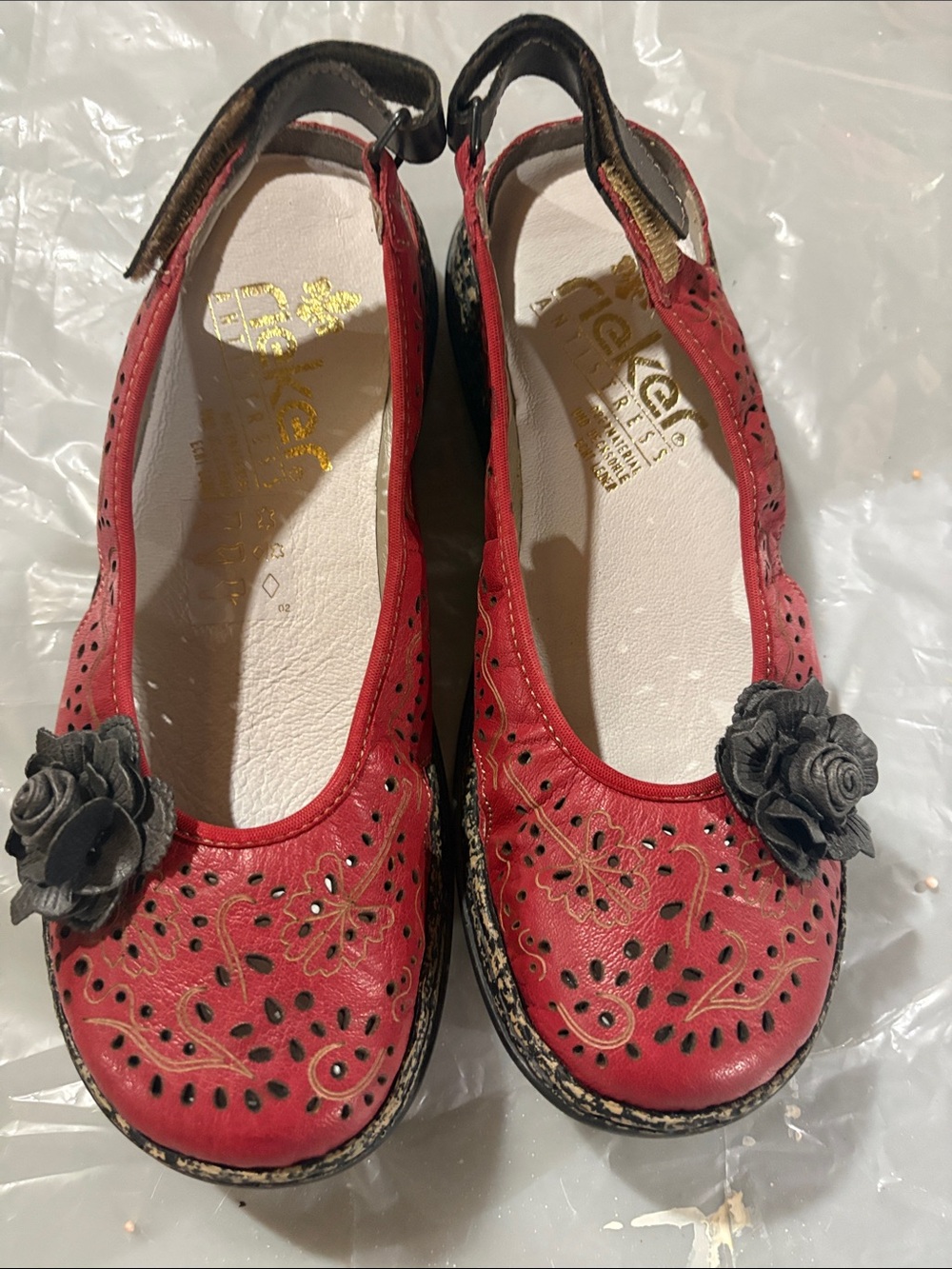 Rieker Red Floral Accent Shoes
